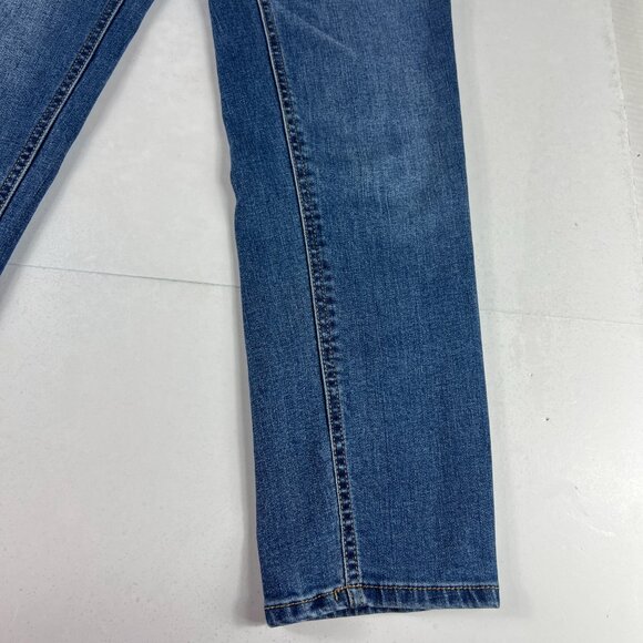 Oat New York Jeans Women's 29x27* Mid Rise Straight Crop Blue Faded Denim Tag 28 - Picture 3 of 16